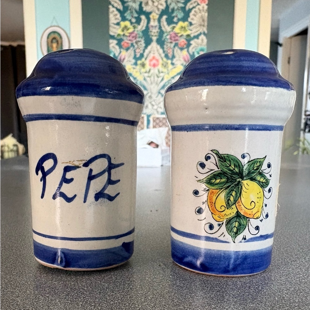 Hand-Painted Ceramic Spice Jars - Vintage Italian